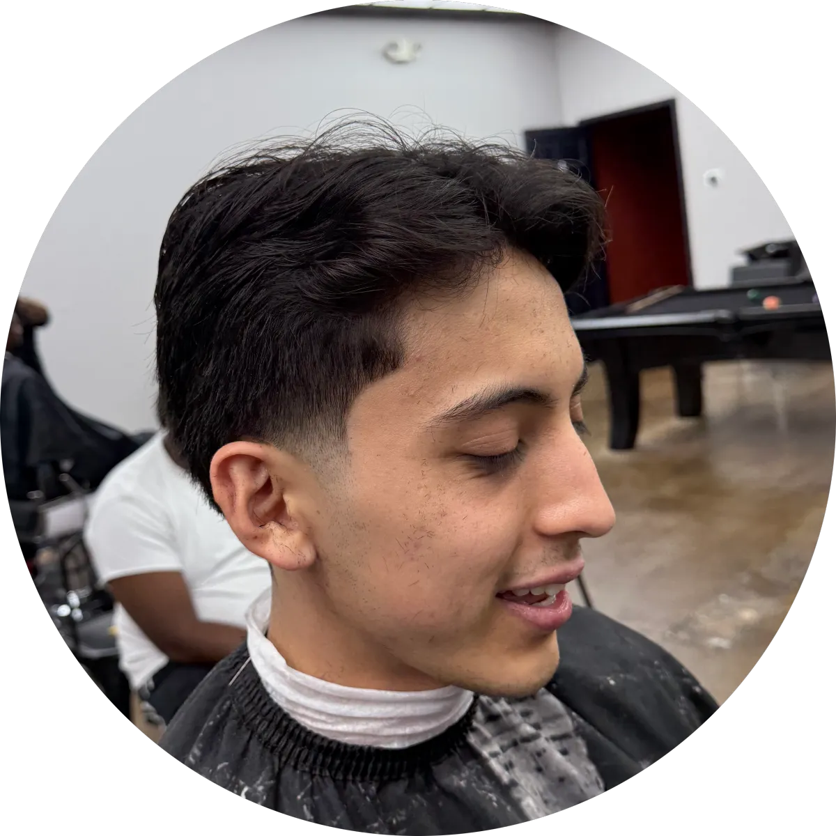 Textured fringe haircut, cut by The Head Sculptor